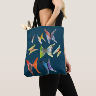 Sac fourre-tout coloré de papillons aquarelles