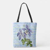 Sac fourre-tout Columbine de style vintage Blue Fl (Dos)