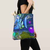 sac fourre-tout coquillages poissons de mer (De près)