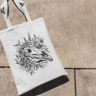 Sac fourre-tout crâne de tête de licorne foncée