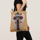 Sac fourre-tout Croix du crâne Roses rouges (De près)