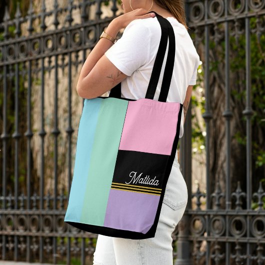 Sac fourre-tout customisé Pastel à rayures multico