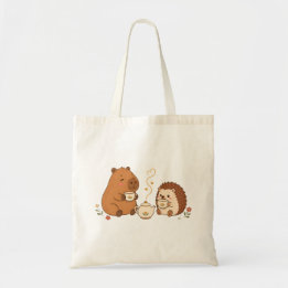 Sac fourre-tout Cute Capybara Hedgehog Tea Time Fr