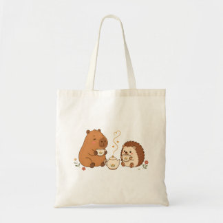 Sac fourre-tout Cute Capybara Hedgehog Tea Time Fr