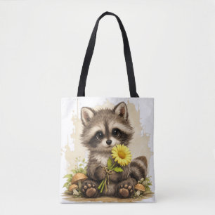 Sac fourre-tout Cute Raccoon – Cadeau floral d'ani