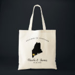 Sac Fourre-tout d'accueil de mariage de carte du<br><div class="desc">Sac de cadeau d'accueil de week-end de mariage pour hors des invités de ville à votre mariage,  comportant l'image du Maine,  avec le coeur d'or.  Remplissez fourre-tout de vos sucreries préférées.</div>