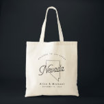 Sac fourre-tout d'accueil Mariage du Nevada<br><div class="desc">Ce Nevada fourre-tout est parfait pour accueillir des clients extérieurs à la ville à votre mariage ! Emportez-le avec des cadeaux locaux pour un forfait d'accueil plus amusant.</div>