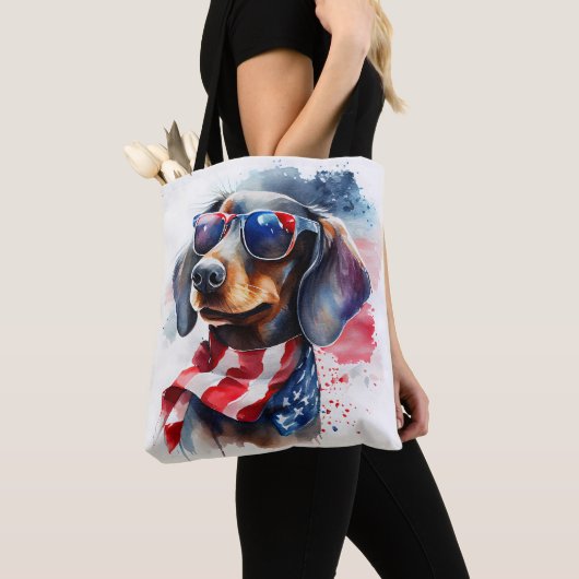 SAC FOURRE-TOUT DACHSHUND JOUR D'INDÉPENDANCE (De près)