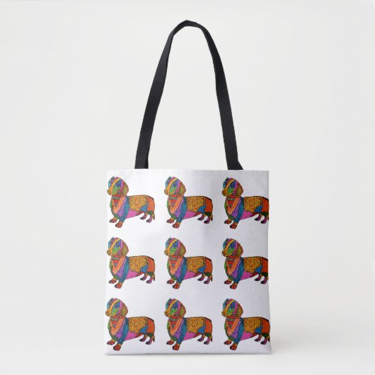 Sac fourre-tout Dachshund mignon et coloré (Devant)