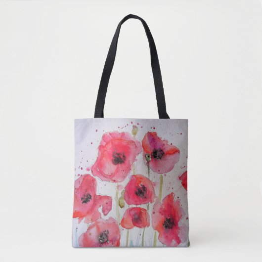 Sac fourre-tout d'alimentation en aquarelle Red Po (Devant)