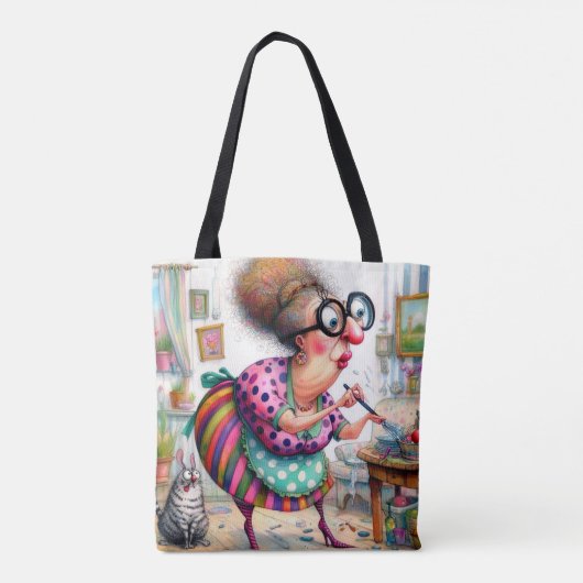 Sac fourre-tout Dame et Chat Quirky (Dos)