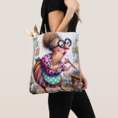 Sac fourre-tout Dame et Chat Quirky (De près)
