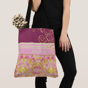 Sac fourre-tout d'amusement rose et vert chic