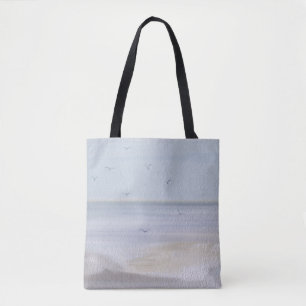 Sac fourre-tout d'aquarelle de la plage de rivage 