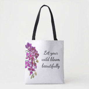Sac fourre-tout d'aquarelle d'orchidée rose