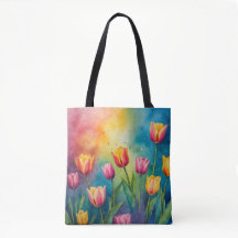 Sac fourre-tout d'aquarelle Pastel Tulips