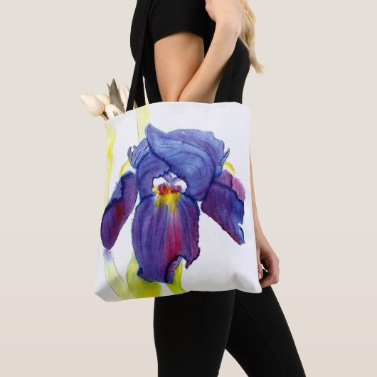Sac fourre-tout d'aquarelle violet Iris (De près)