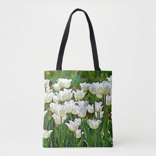 Sac fourre-tout d'art blanc Whimsical Tulips (Devant)