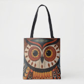 Sac fourre-tout d'art ethnique Owl Face (Devant)