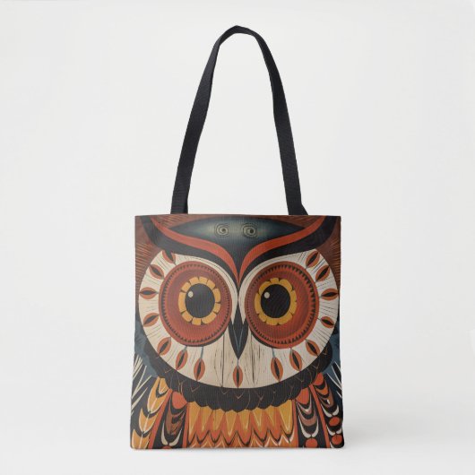 Sac fourre-tout d'art ethnique Owl Face (Devant)