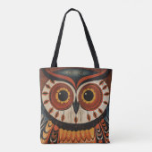 Sac fourre-tout d'art ethnique Owl Face (Dos)