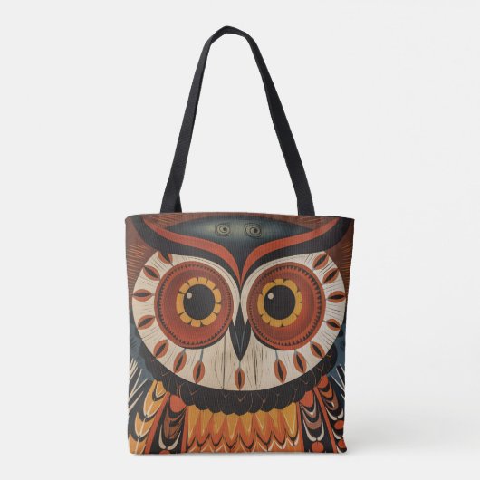 Sac fourre-tout d'art ethnique Owl Face (Dos)