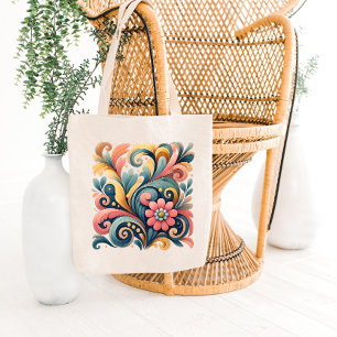 Sac fourre-tout d'art floral coloré