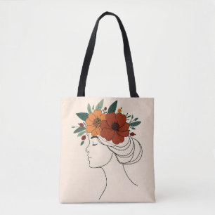 Sac fourre-tout d'art floral féminin – Illustratio