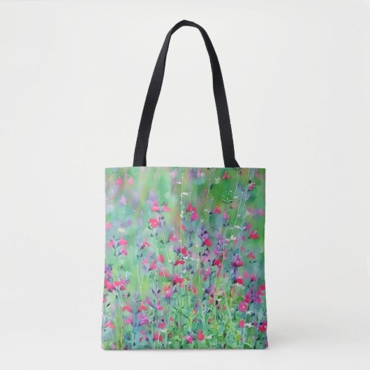Sac fourre-tout d'art floral rose Fleur sauvage (Devant)