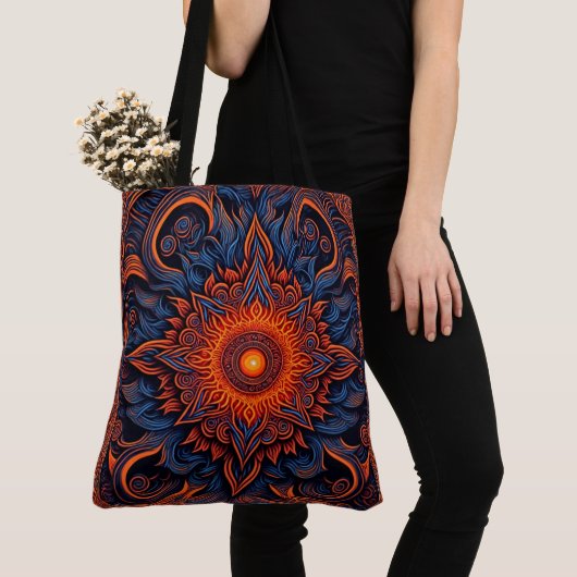 Sac fourre-tout d'art Retro Mandala - élégant et f (De près)