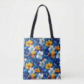 Sac fourre-tout de bien-être Floral Bleu et Jaune (Devant)
