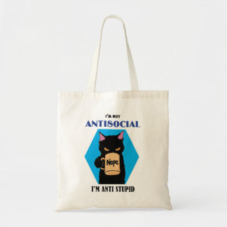 Sac fourre-tout de café avec un chat noir mignon