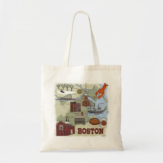 Sac fourre-tout de carte illustrée de Boston (Devant)