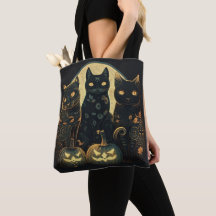 Sac fourre-tout de chat de trois Halloween, Sac fo