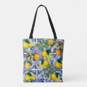 Sac fourre-tout de citron et carrelage méditerrané (Dos)