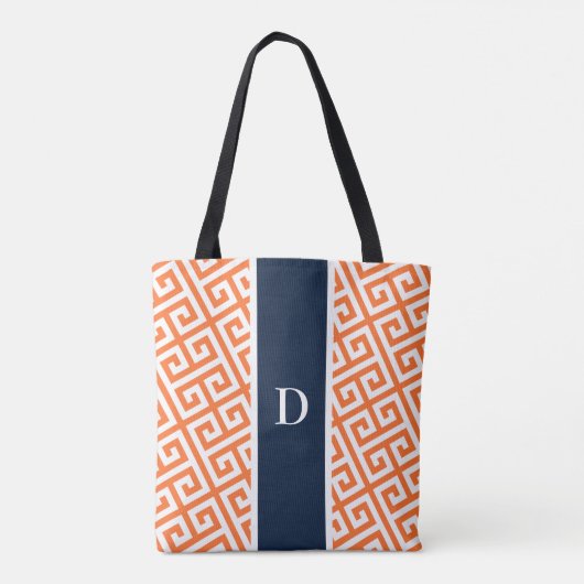Sac fourre-tout de clé grecque Monogramme orange (Dos)