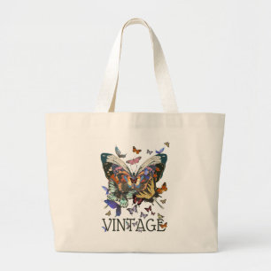 Sac fourre-tout de coton vintage à papillon Boho