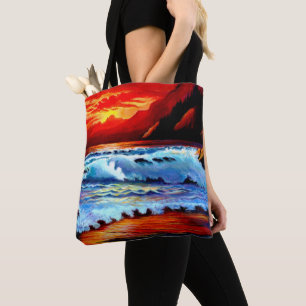 Sac fourre-tout de coucher de soleil sur la plage