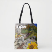 Sac fourre-tout de dinosaure floral de tournesol (Devant)