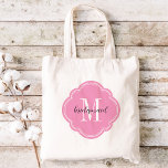 Sac fourre-tout de femme de ménage rose<br><div class="desc">Sacs fourre-tout de mariage monogrammed tendance personnalisés avec un original monogramme personnalisé,  texte d'aide-mémoire ou ajouter un nom ou un autre message. Cliquez sur Customiser pour modifier les polices de texte et les couleurs afin de créer un cadeau unique pour vos demoiselles d'honneur et votre mariage !</div>