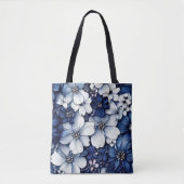 Sac fourre-tout de fleurs 3d bleu pour femmes et f (Devant)