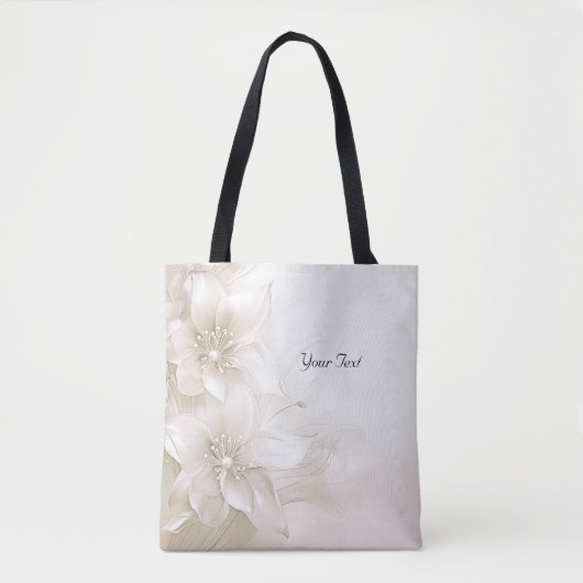 Sac fourre-tout de fleurs blanches d'ivoire (Devant)