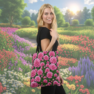 Sac fourre-tout de fleurs carnation rose