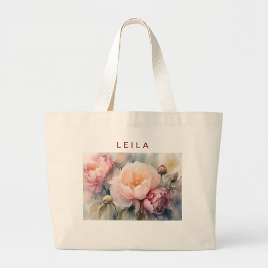 Sac fourre-tout de fleurs de mariage à l'aquarelle (Devant)