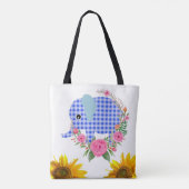 Sac fourre-tout de fleurs de tournesol bleu élépha (Dos)