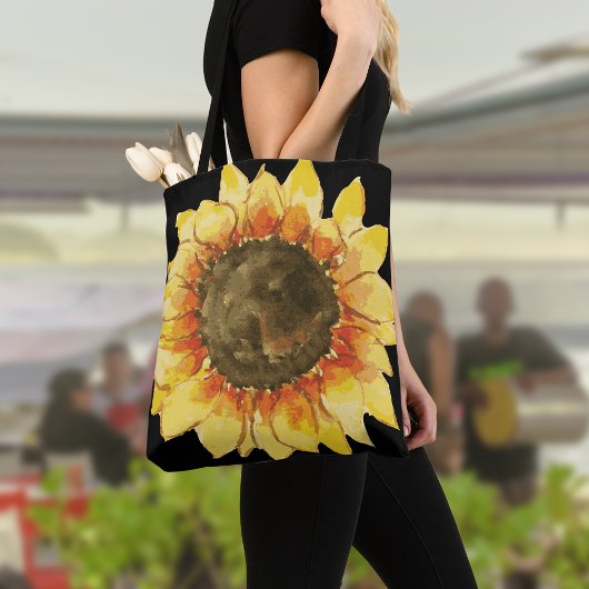 Sac fourre-tout de fleurs de tournesol d'aquarelle