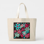 Sac fourre-tout de fleurs funky bleu et rose. (Dos)