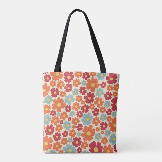 Sac fourre-tout de fleurs rétro (Dos)