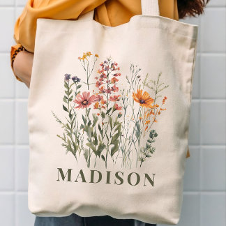 Sac fourre-tout de fleurs sauvages personnalisé po