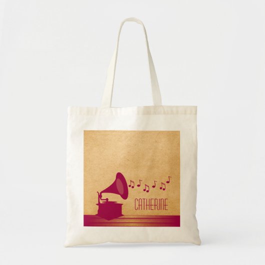 Sac fourre-tout de gramophone Vintage Fuchsia (Devant)